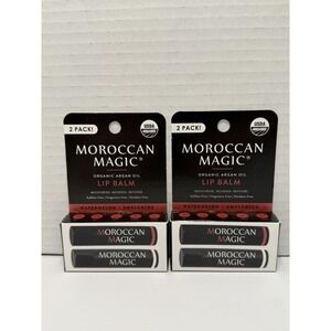 2 New Packs Of 2 Moroccan Magic Lip Balm Watermelon & Unscented Organic